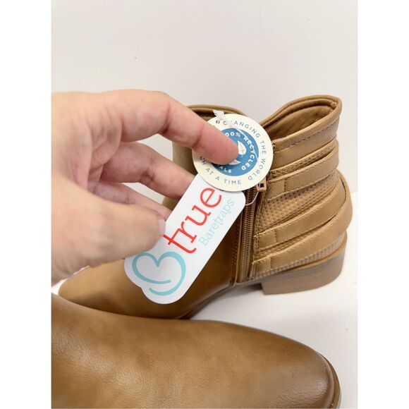 BareTraps Boots Size 8.5 Tan Ankle Booties Cushioned Insole Side Zip NEW - Picture 10 of 11